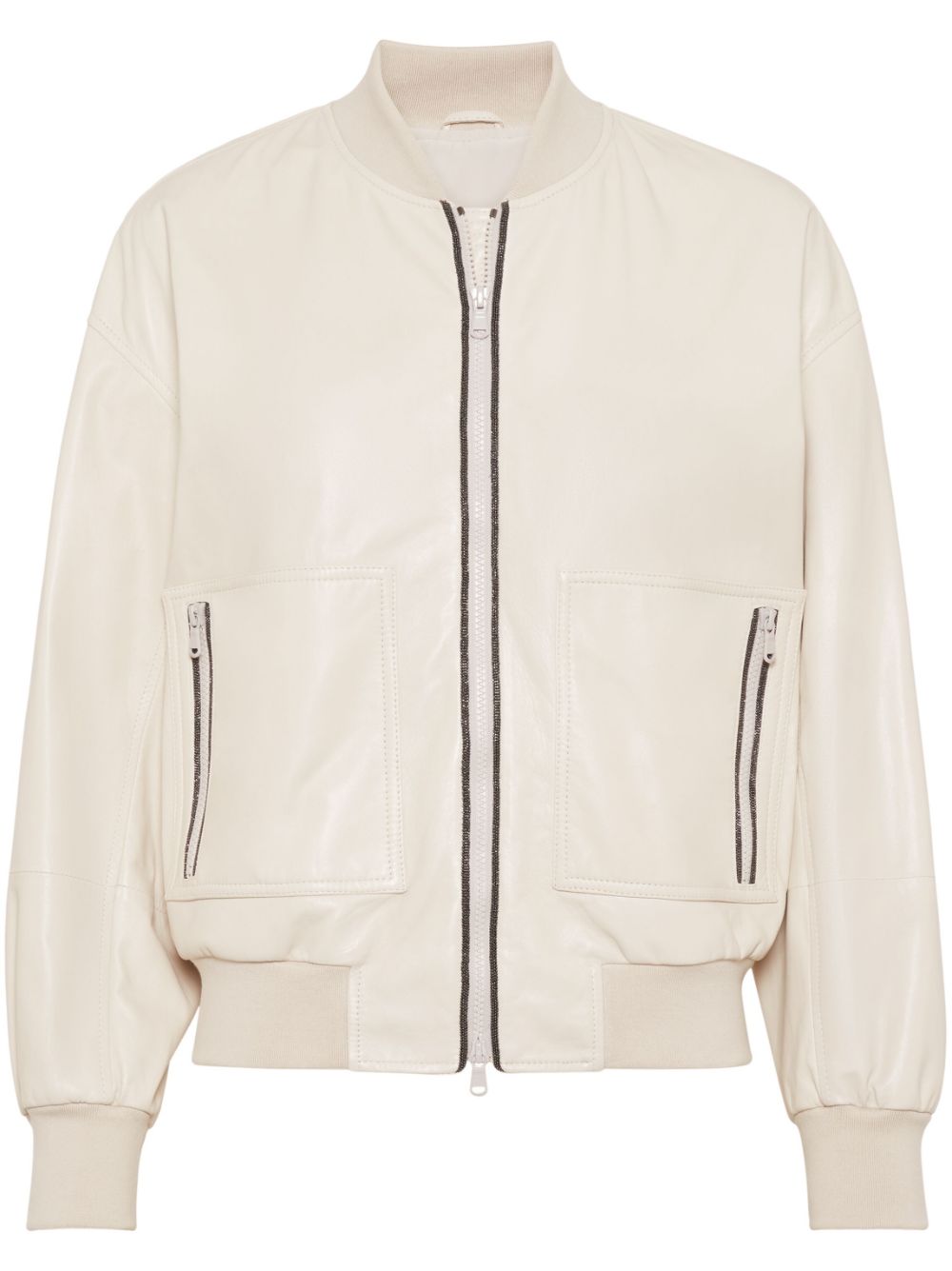 Brunello Cucinelli  Monili bead-embellished leather jacket