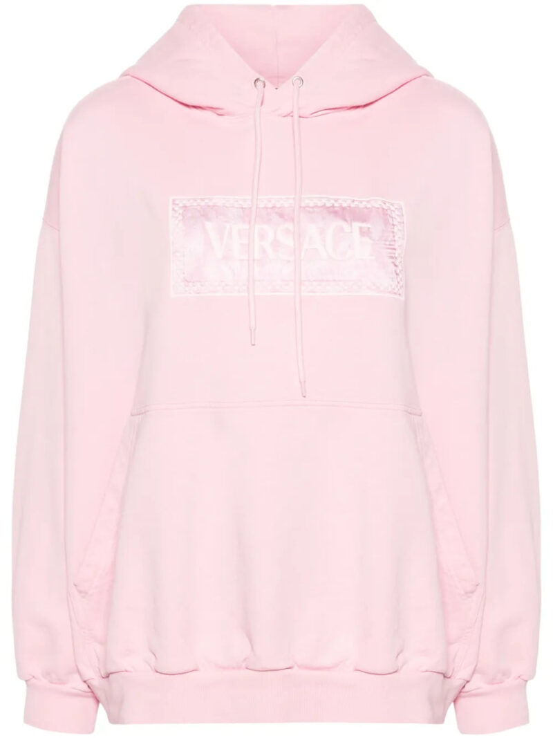 Versace  logo-embroidered cotton hoodie