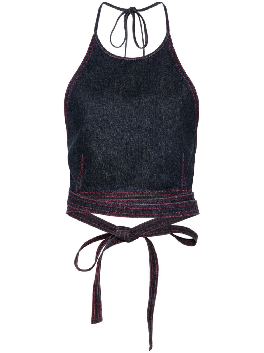 Alaïa halterneck denim crop top