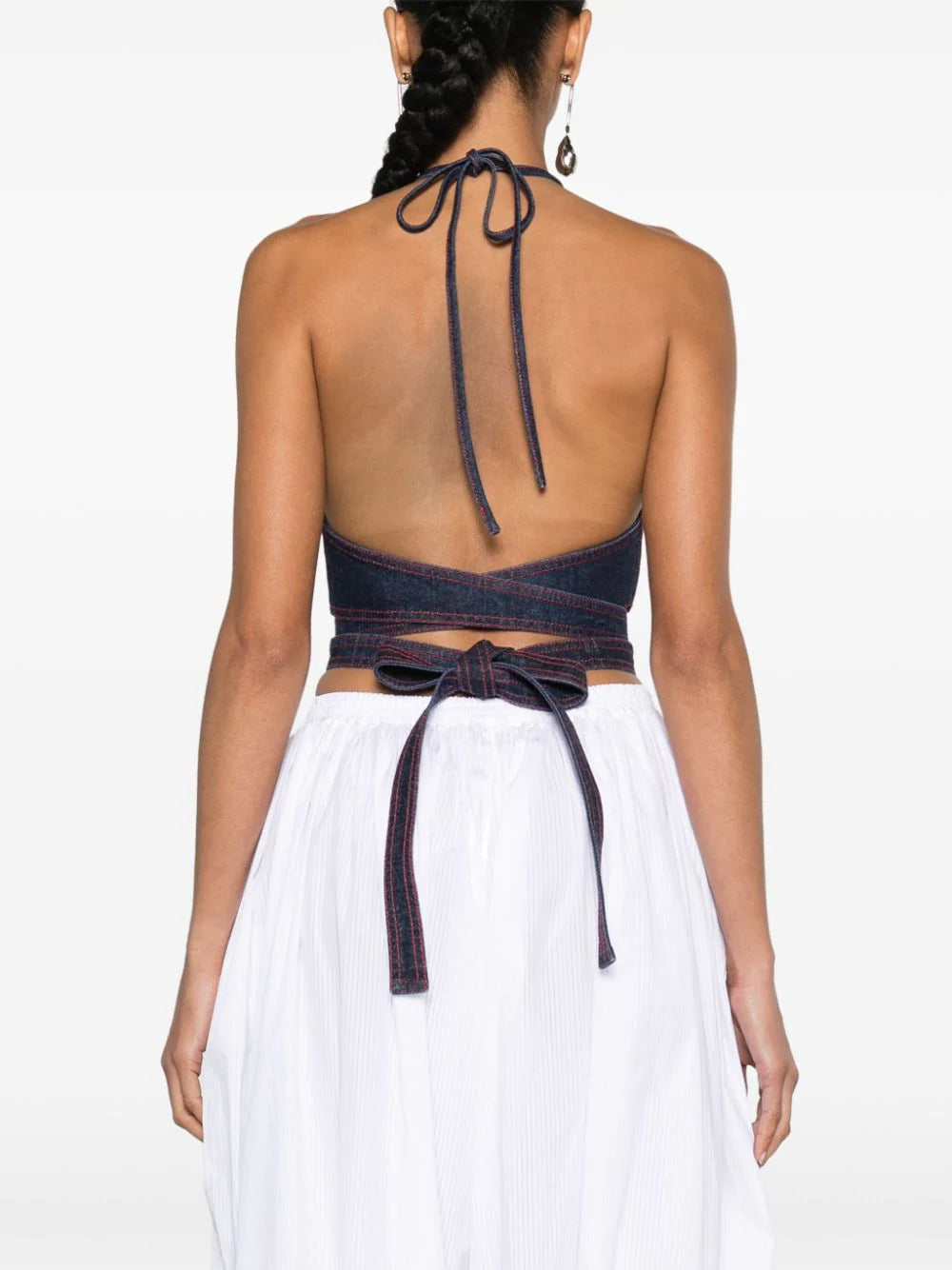 Alaïa halterneck denim crop top