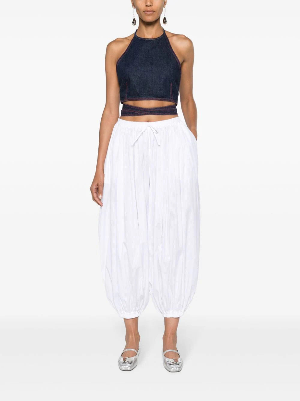 Alaïa halterneck denim crop top