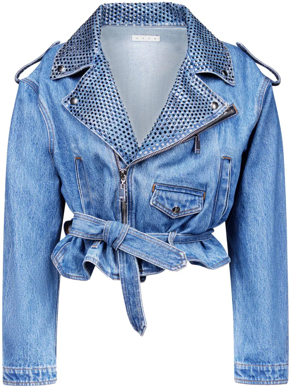 AREA  crystal-embellished denim jacket