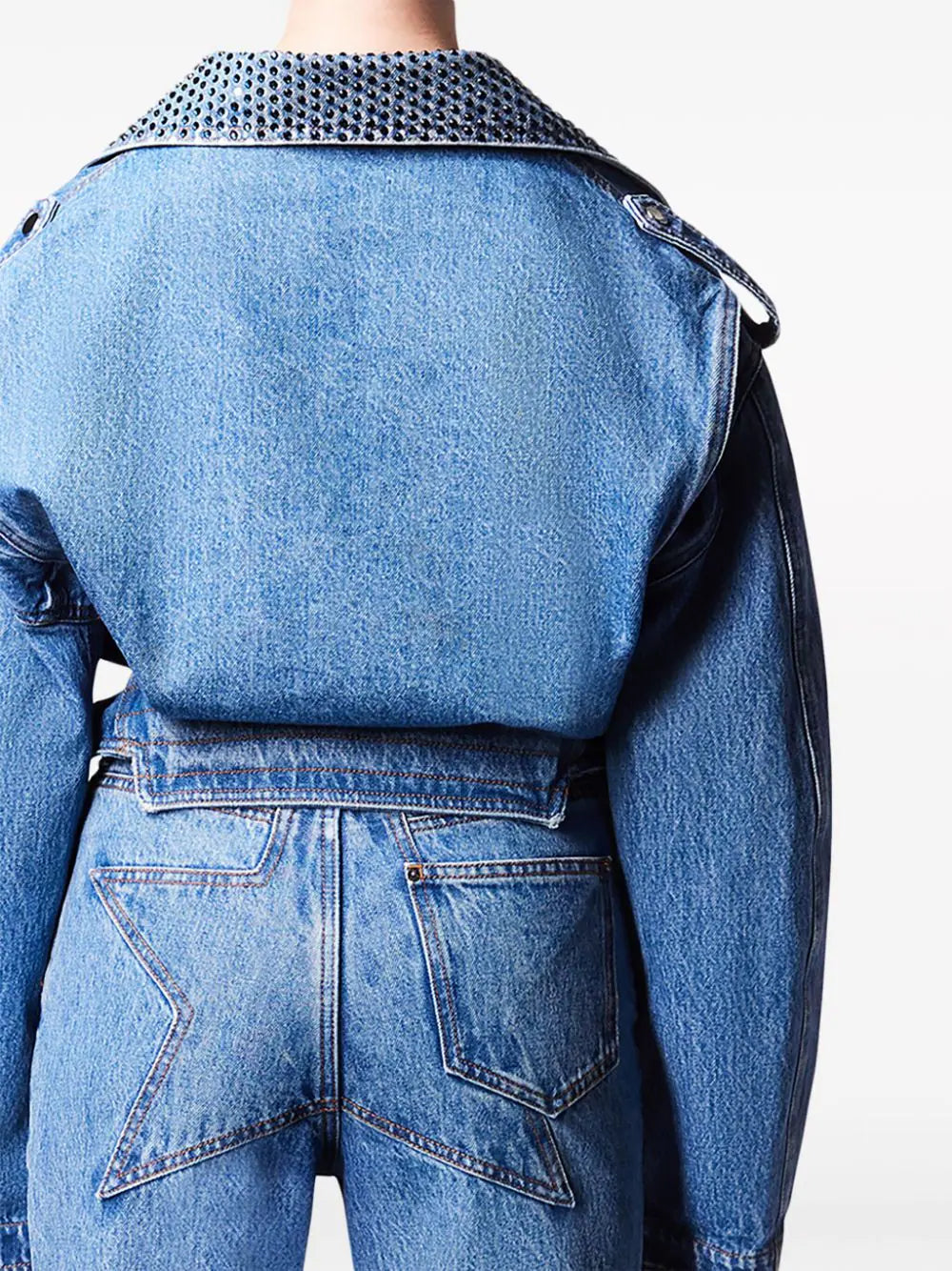 AREA  crystal-embellished denim jacket