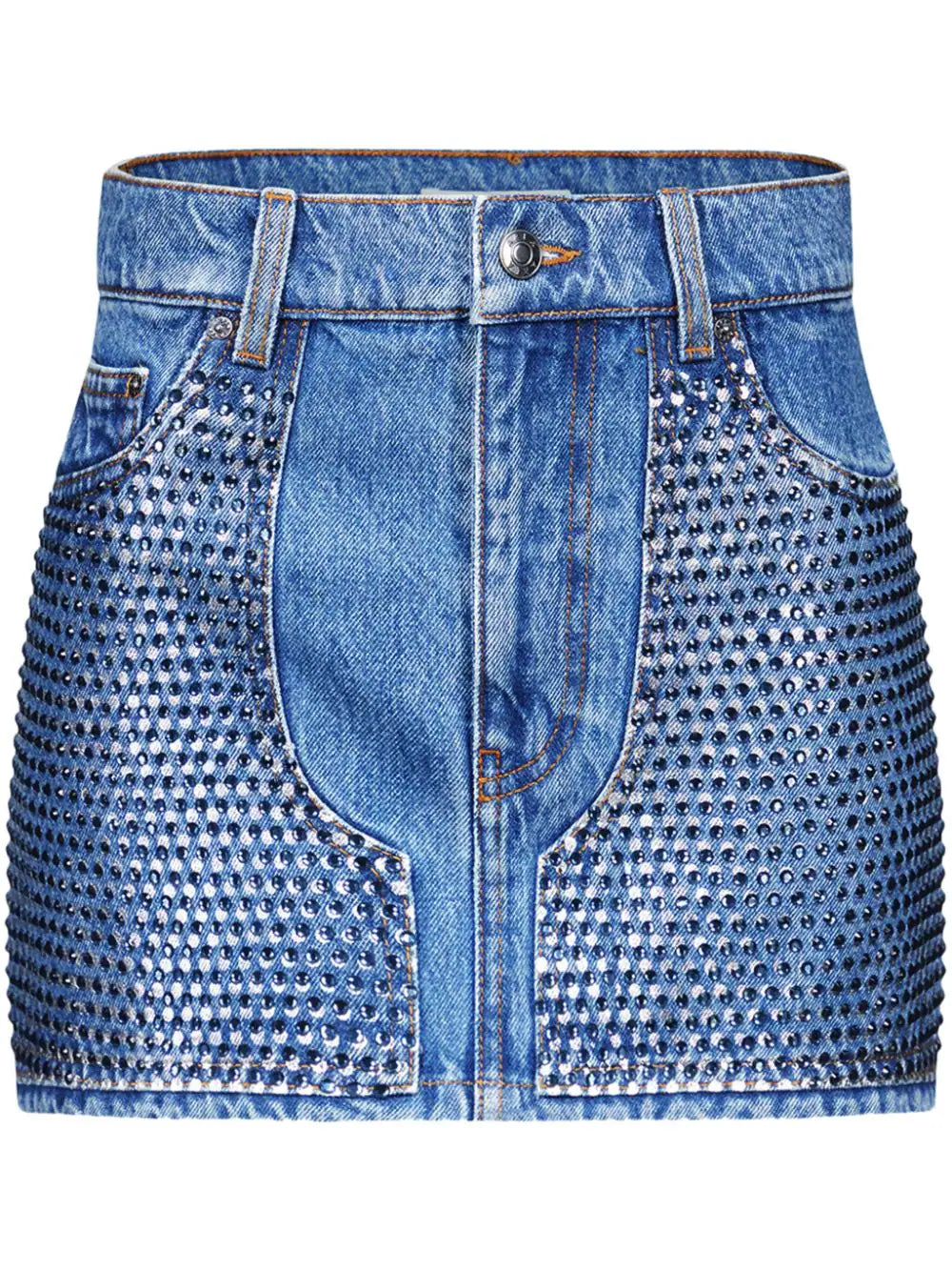 AREA  crystal-embellished denim miniskirt
