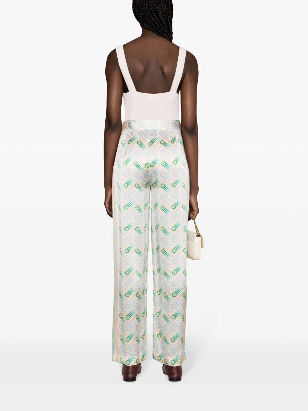 Casablanca  graphic-print straight-leg silk trousers