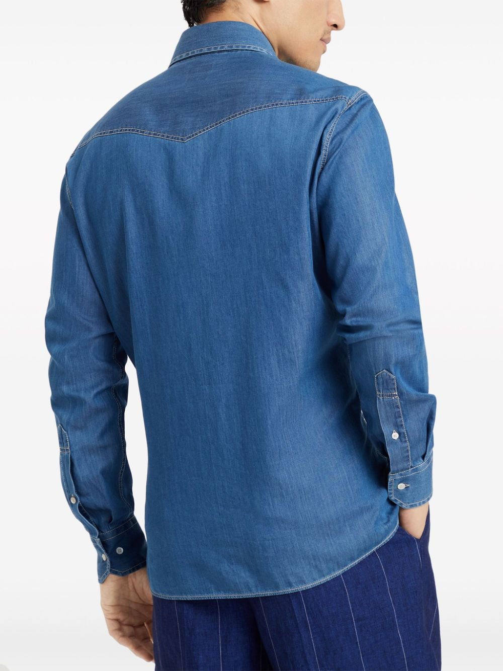 Brunello Cucinelli denim press-stud fastening shirt
