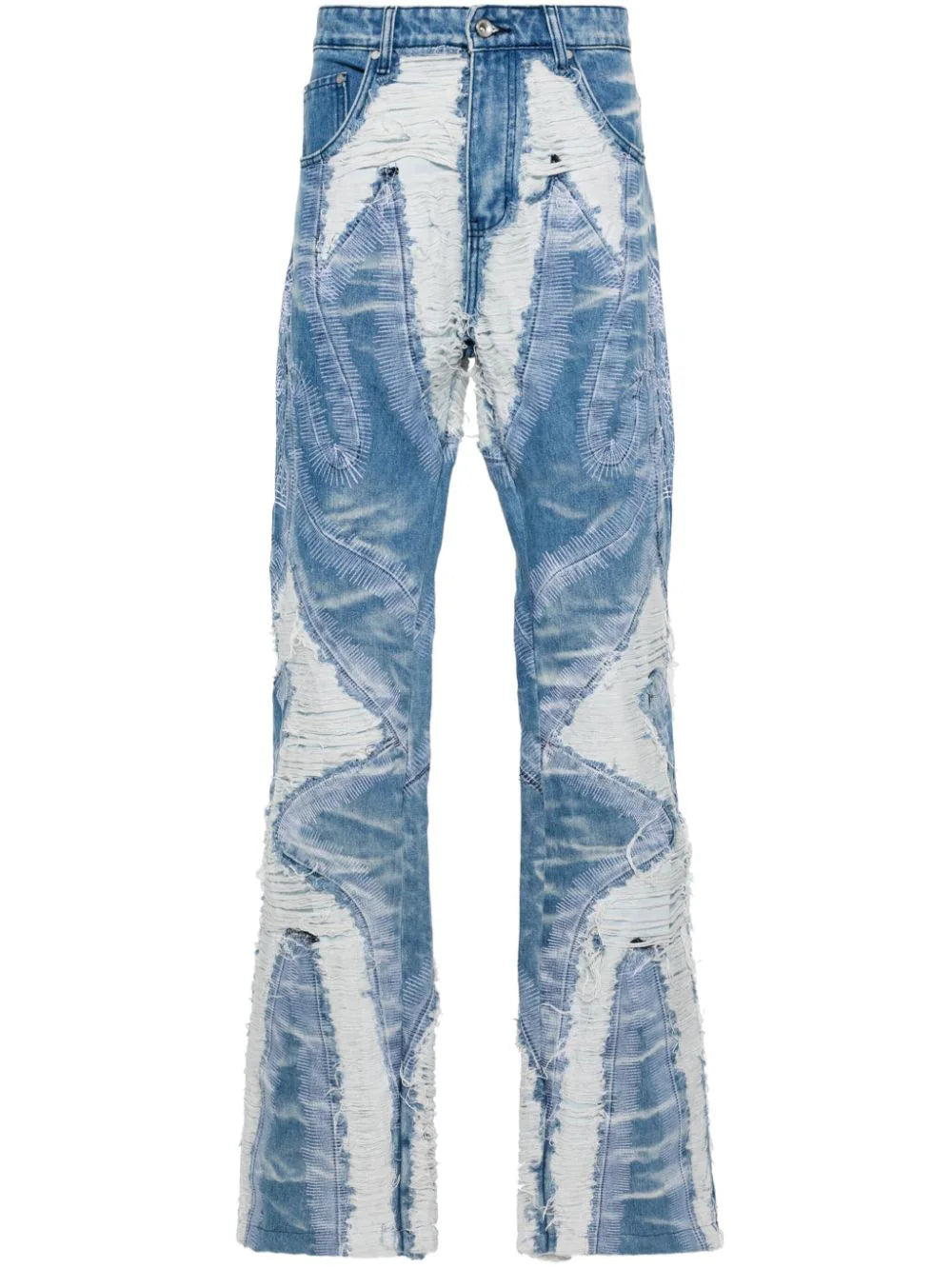 Who Decides War  Path distressed-effect wide-leg jeans