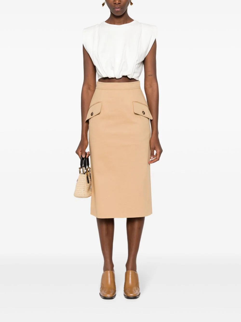 Alberta Ferretti flap-pocket midi skirt