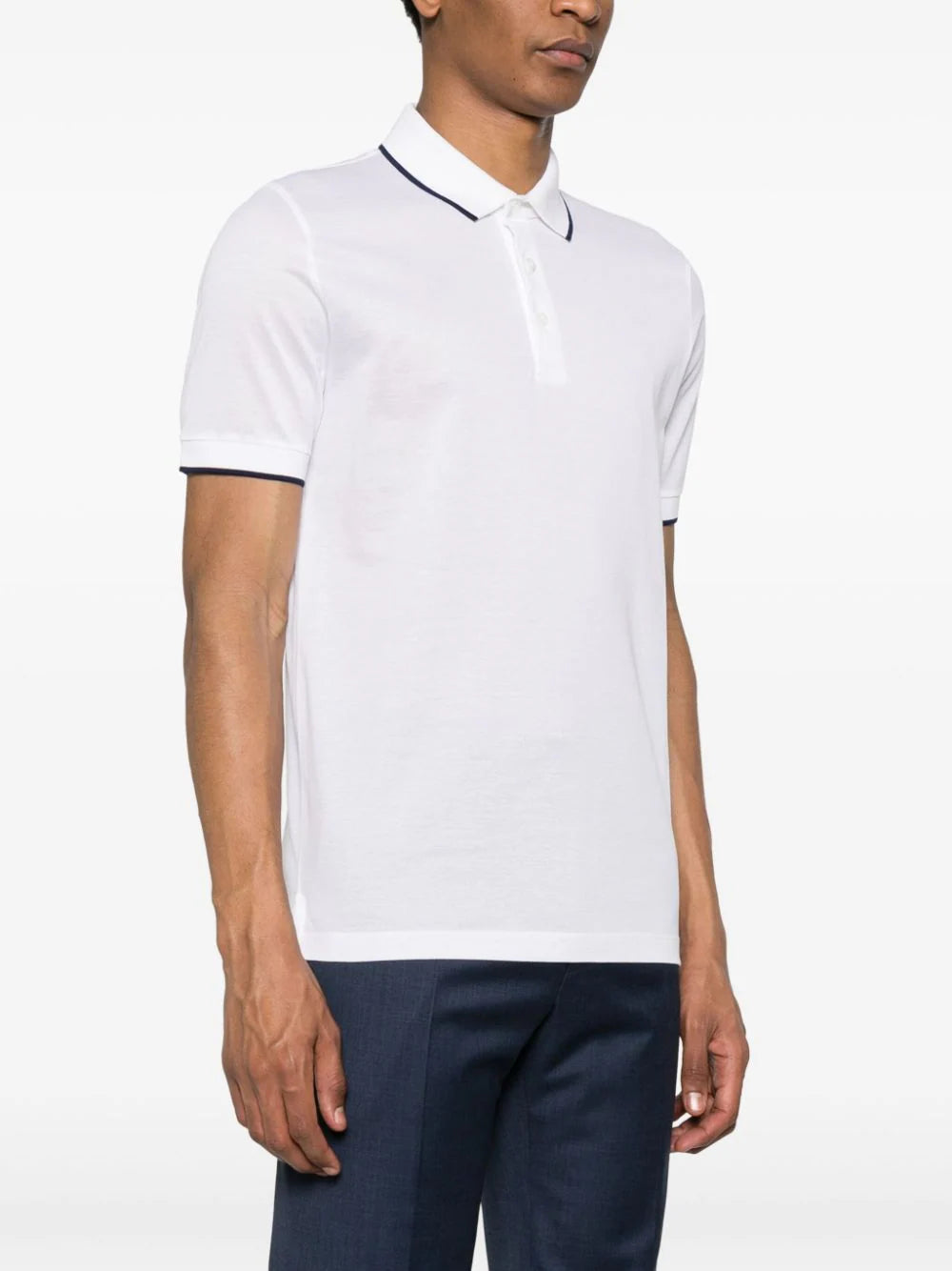 Canali contrast-trim polo shirt