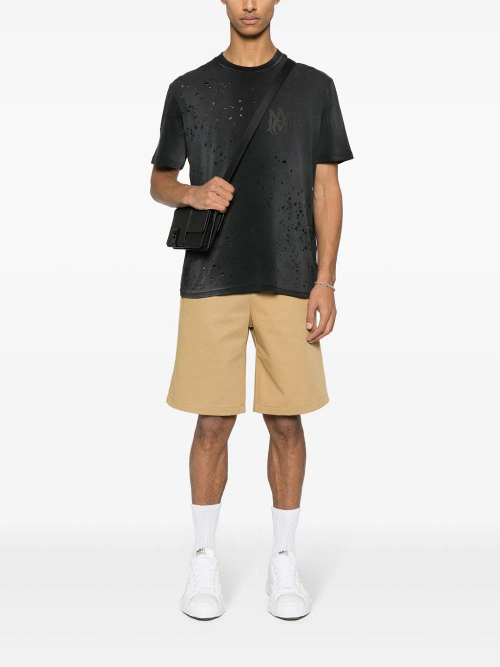 AMIRI  Shotgun logo-print distressed T-shirt