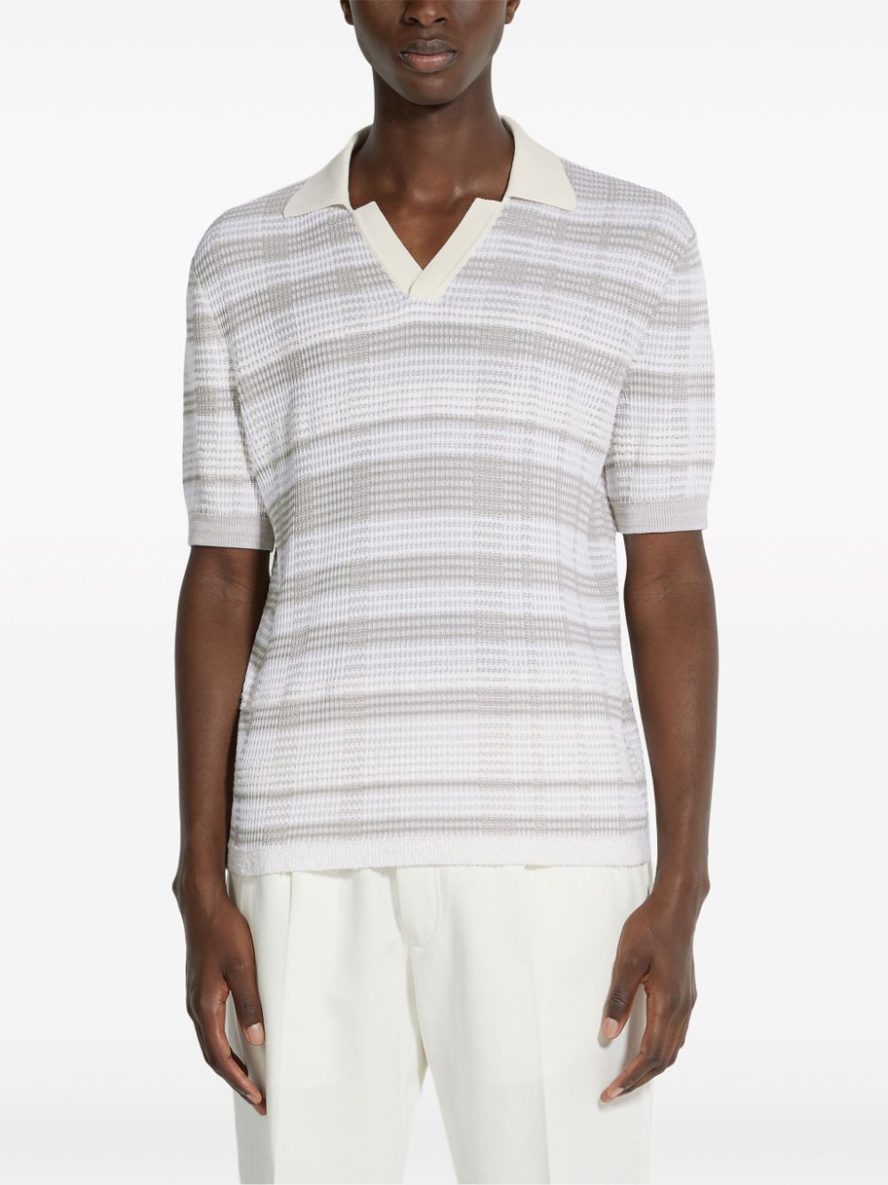 Zegna stripe-pattern cotton-blend polo shirt