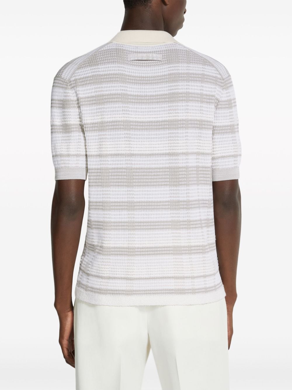 Zegna stripe-pattern cotton-blend polo shirt
