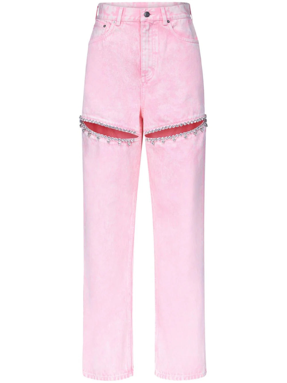 AREA  crystal-embellished high-rise straight-leg jeans