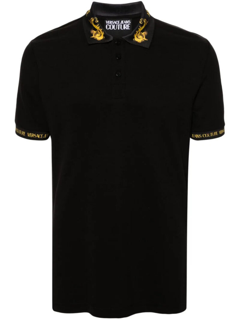 Versace Jeans Couture  Barocco-trim cotton polo shirt