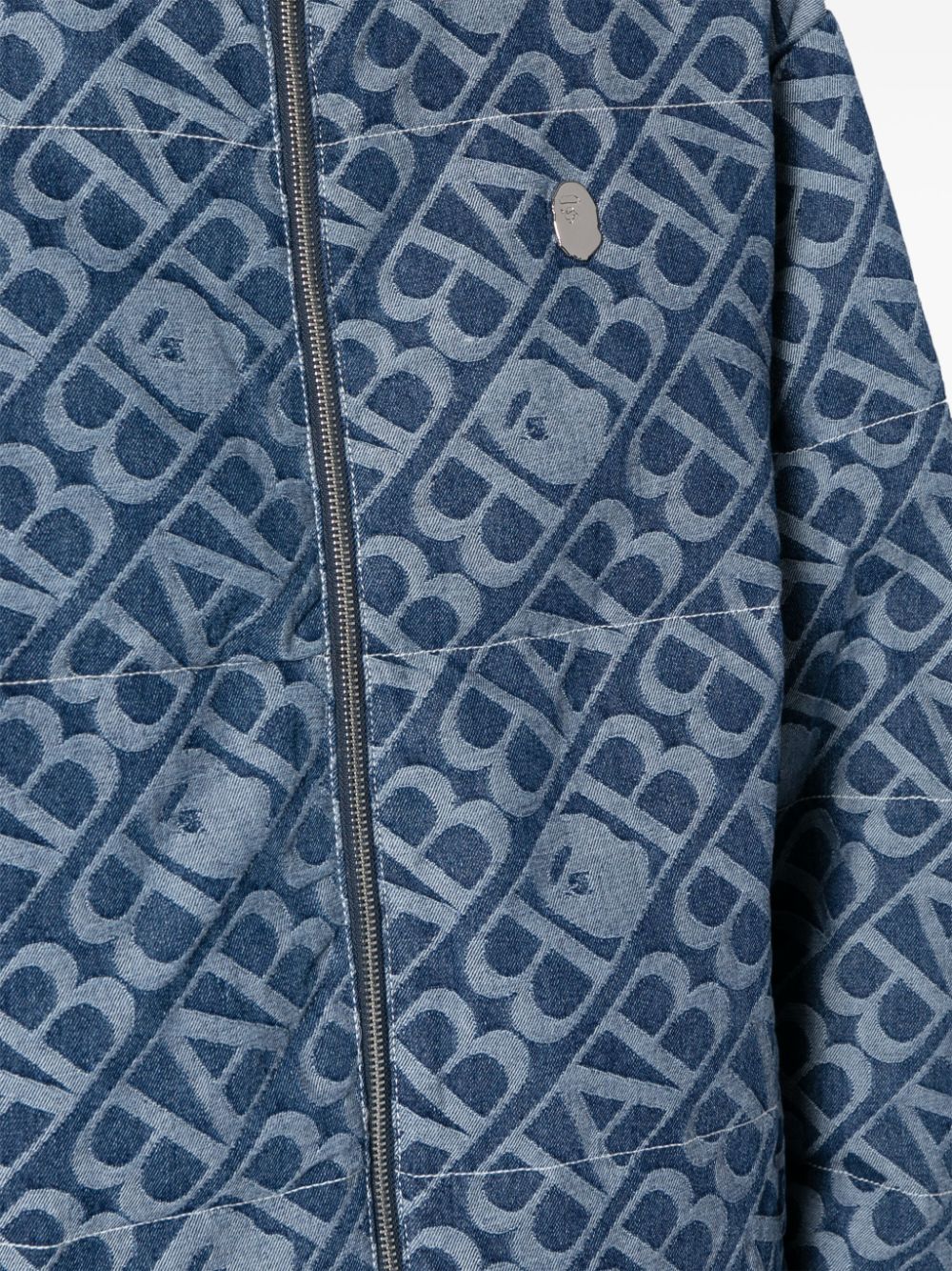 A BATHING APE® monogram-jacquard denim padded jacket