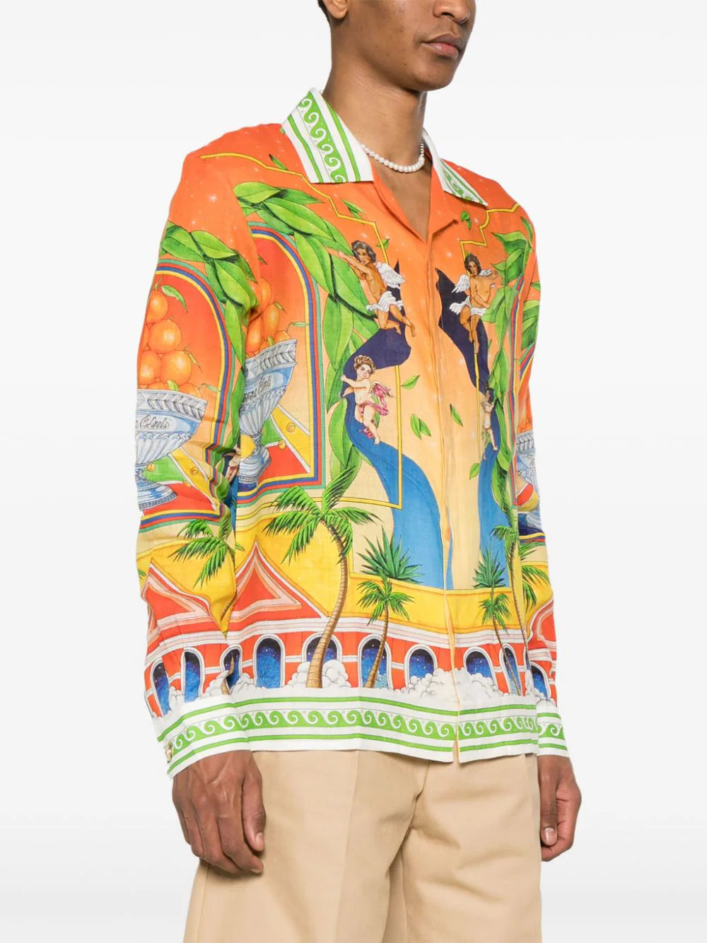 Casablanca  Trophy Orange linen shirt