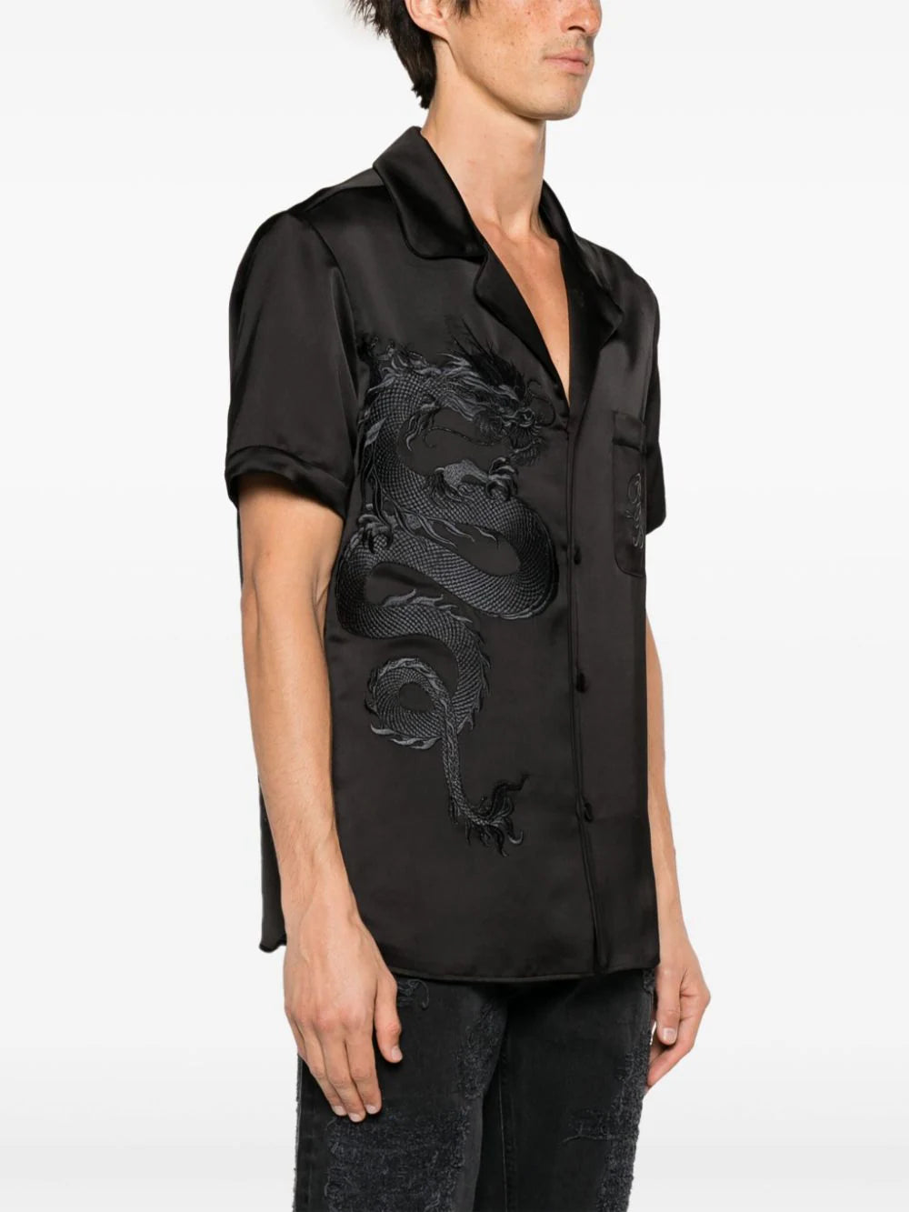 Balmain  dragon-embroidered satin shirt