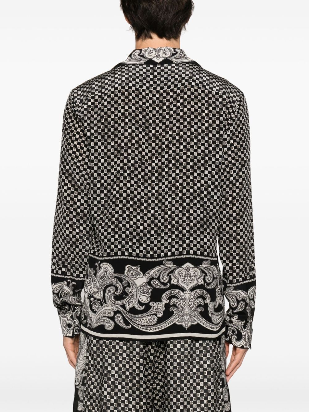 Balmain monogram-print silk shirt