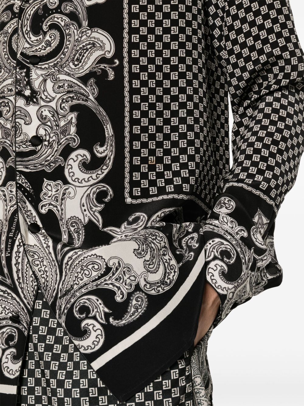 Balmain monogram-print silk shirt