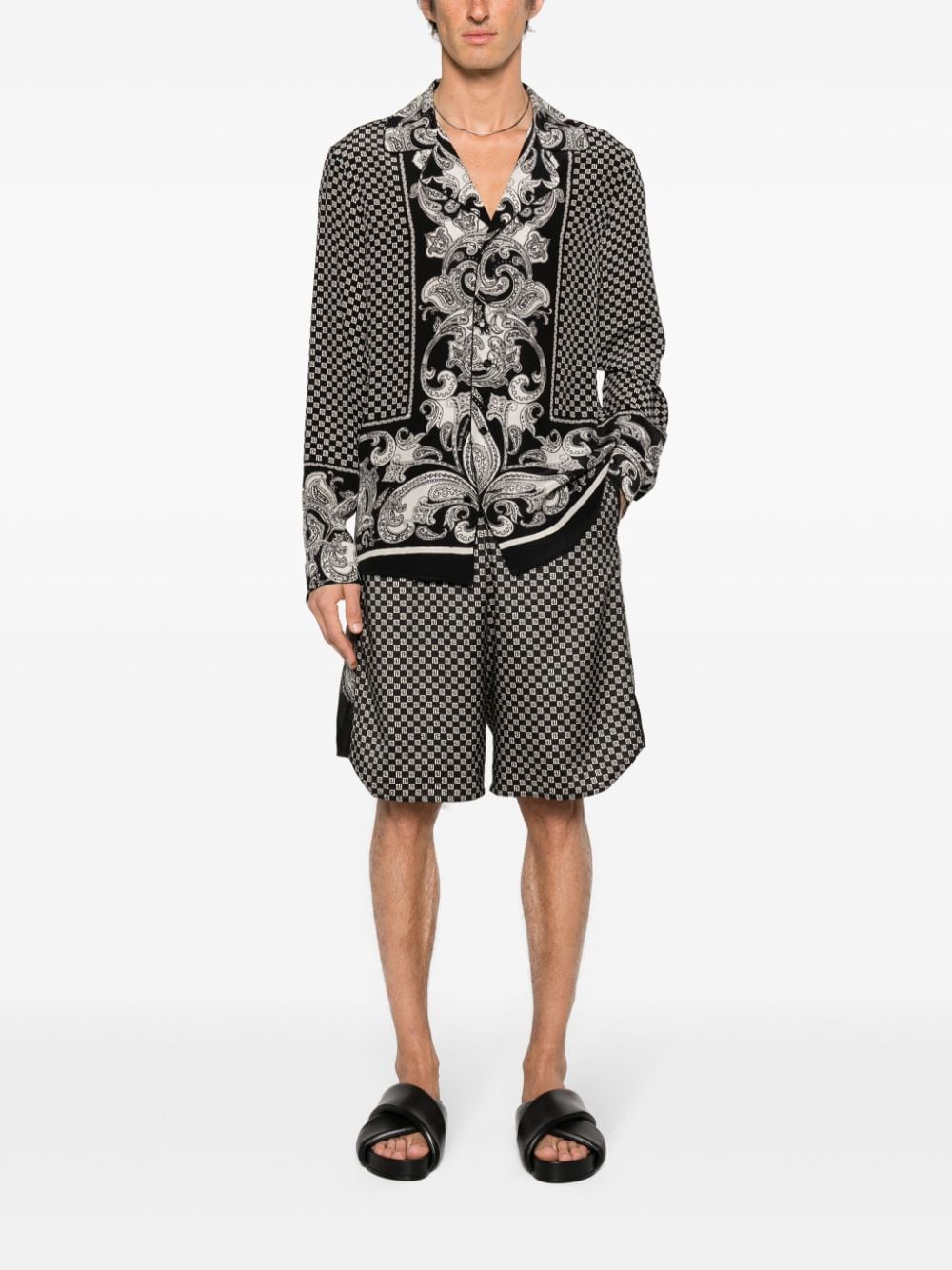 Balmain monogram-print silk shirt