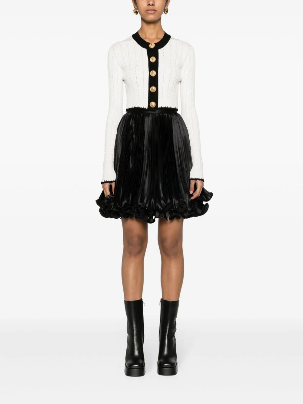 Balmain  pleated satin mini skirt