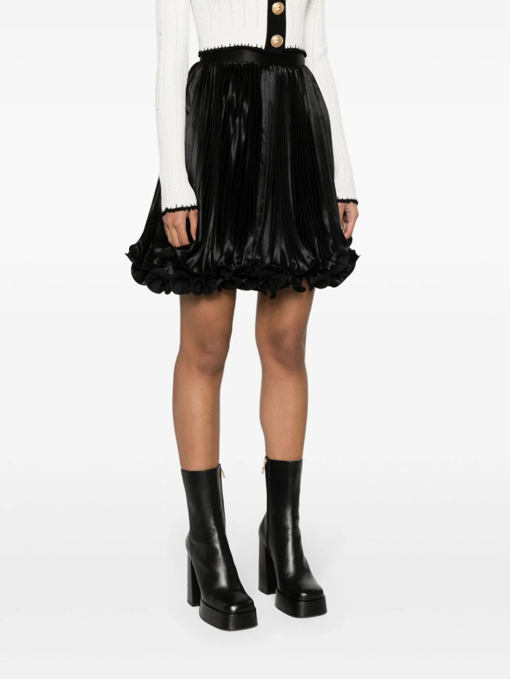Balmain  pleated satin mini skirt