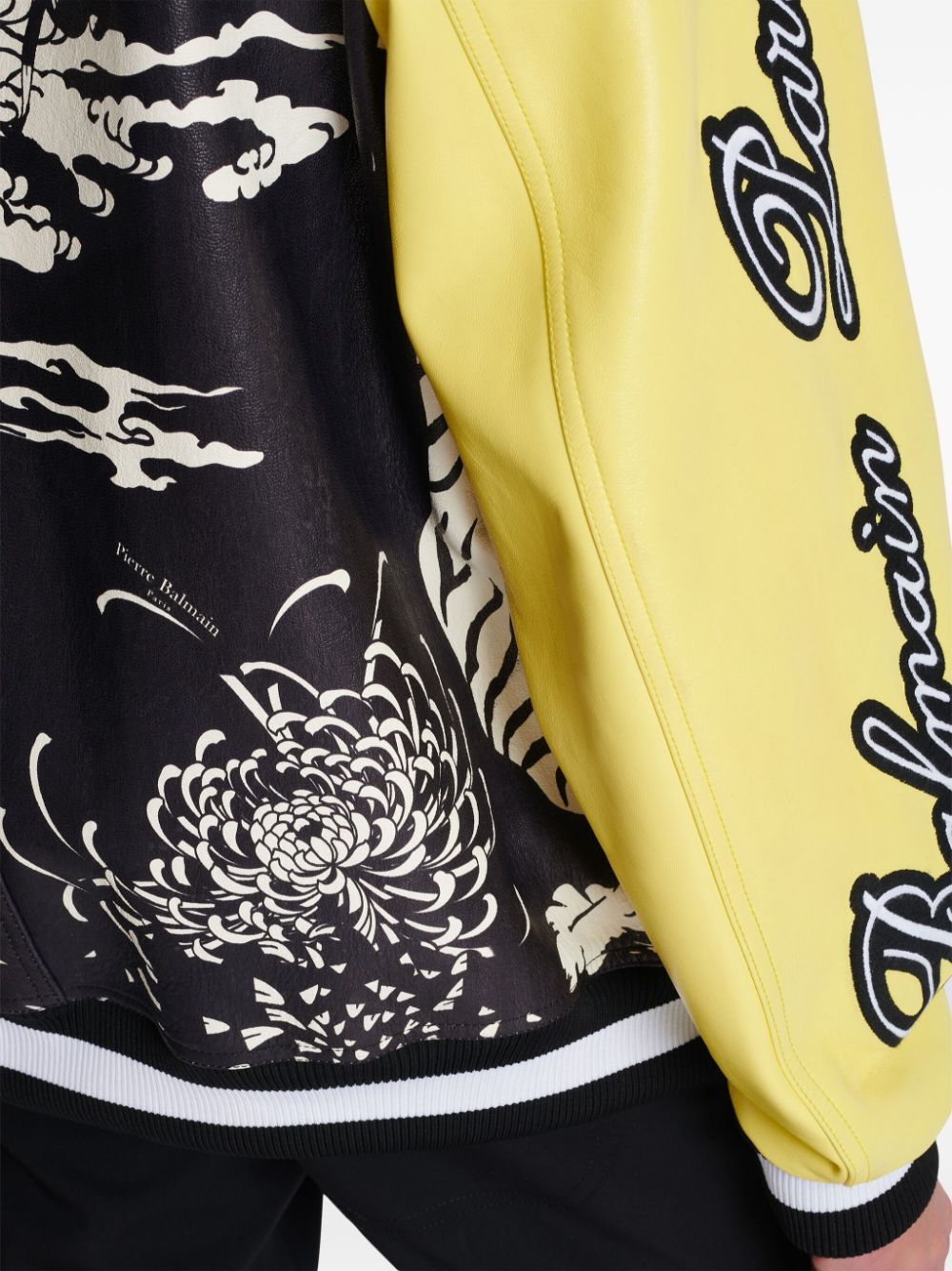 Balmain graphic-print leather varsity jacket