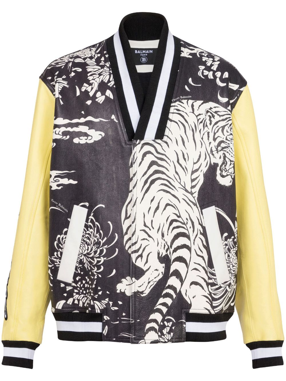 Balmain graphic-print leather varsity jacket