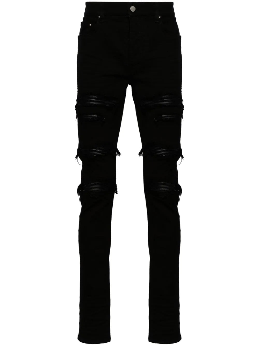 AMIRI  Thrasher leather-trim skinny jeans