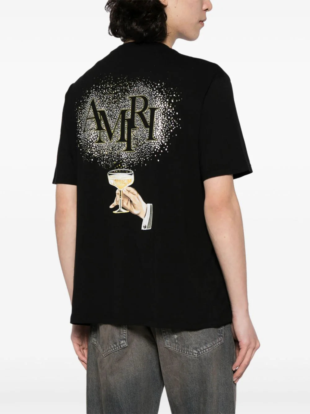 AMIRI  Champagne crystal-embellished T-shirt