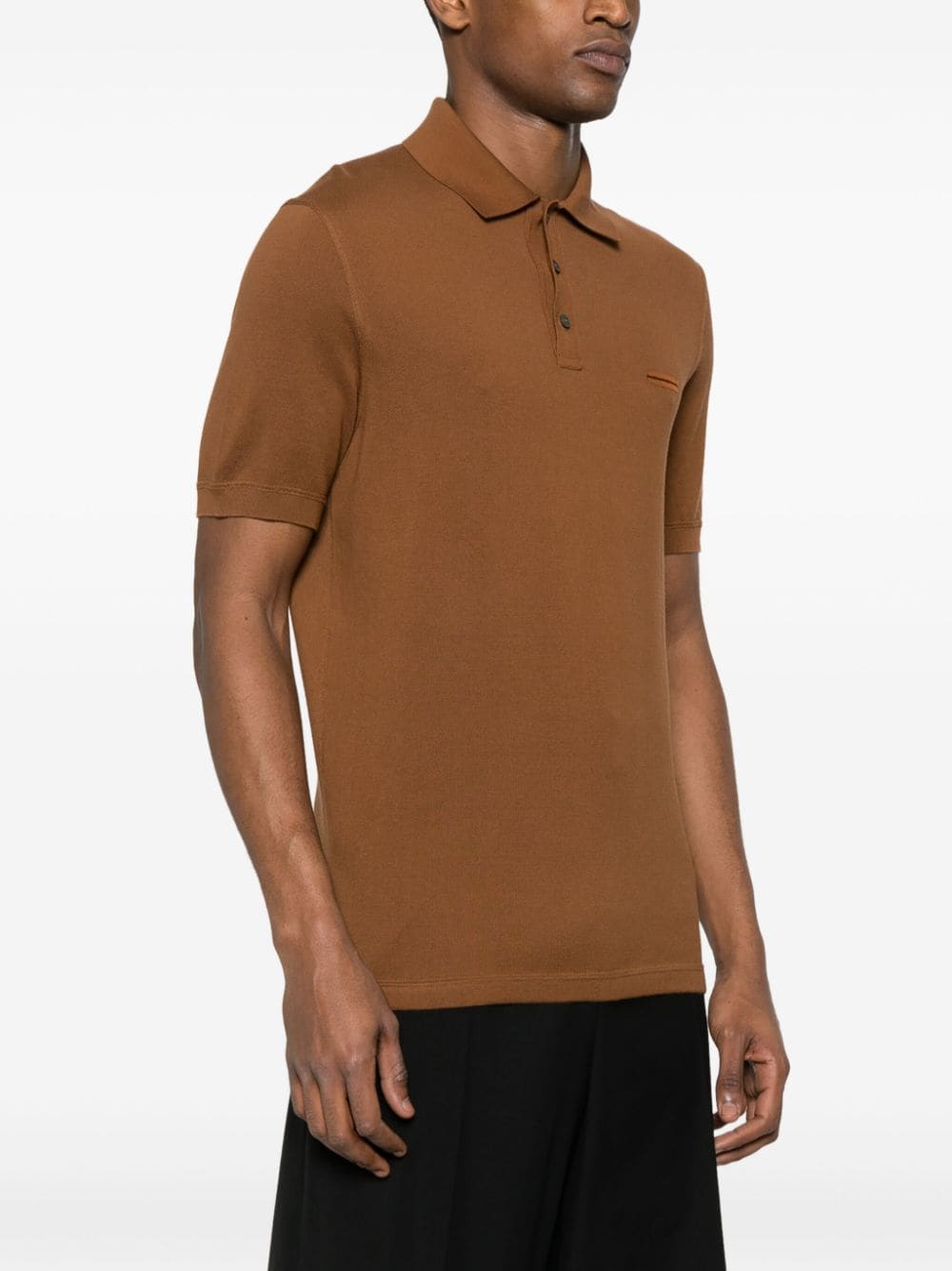 Zegna  intarsia-knit-logo polo shirt