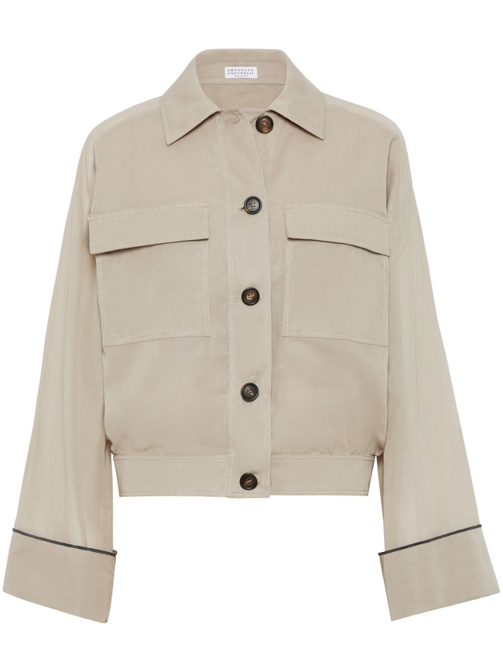 Brunello Cucinelli Monili-embellished cotton blouson jacket