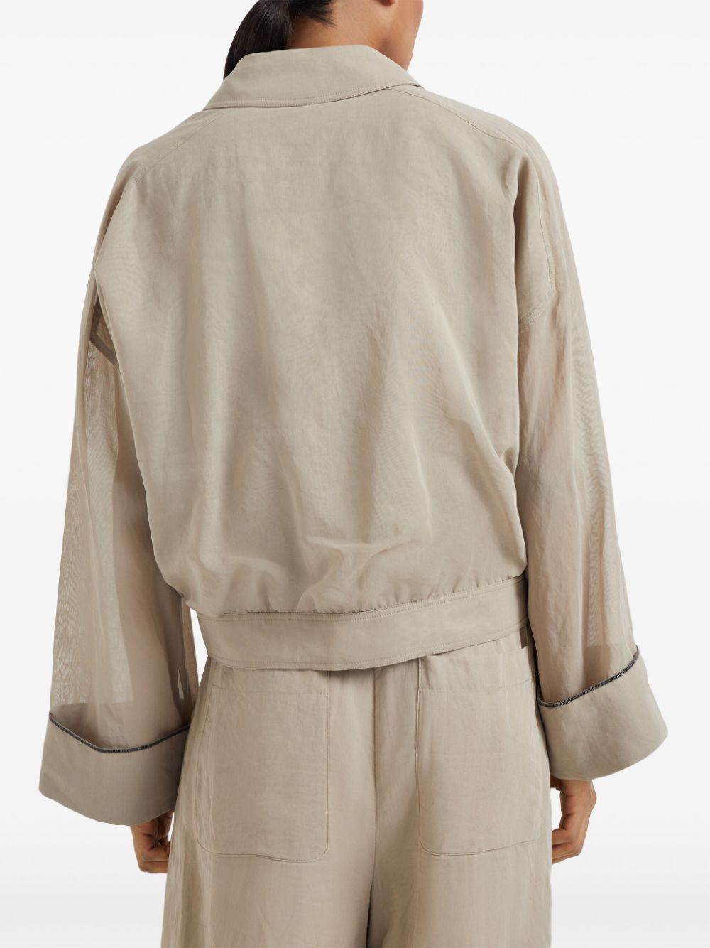 Brunello Cucinelli Monili-embellished cotton blouson jacket
