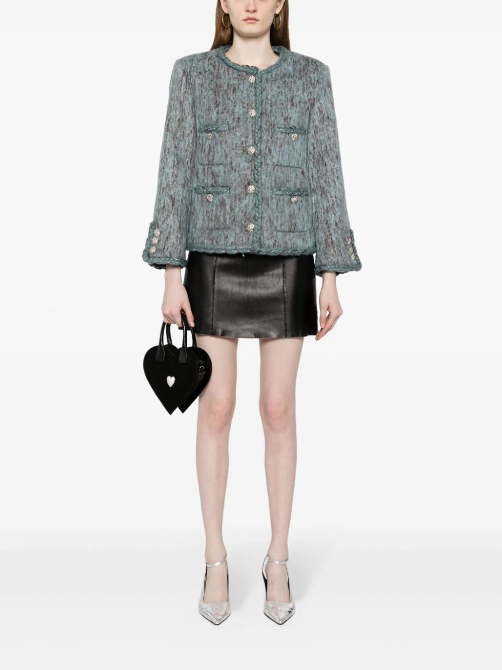 b+ab  tweed crystal-embellished jacket