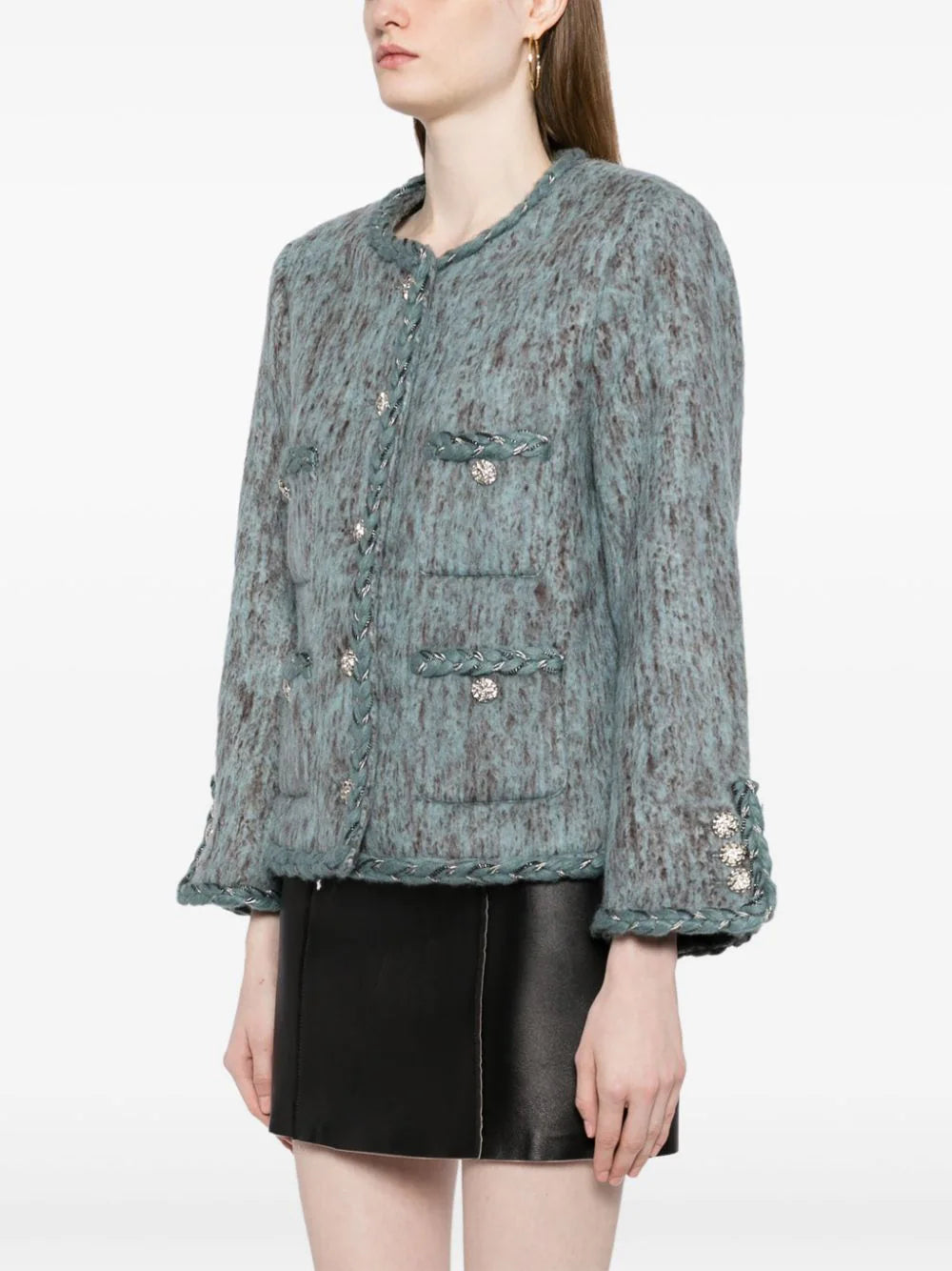 b+ab  tweed crystal-embellished jacket