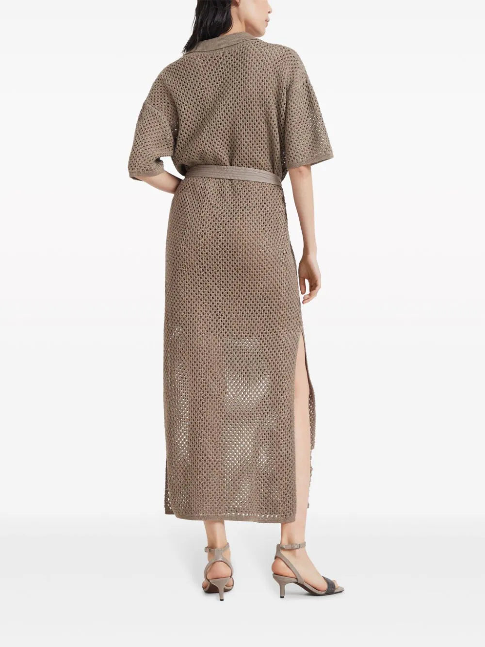 Brunello Cucinelli  crochet-knit cotton midi dress