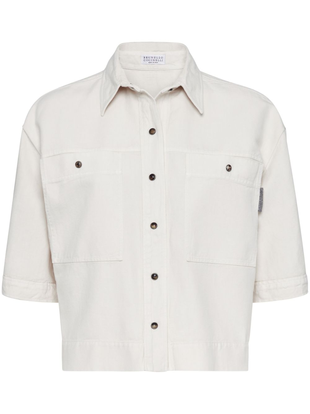 Brunello Cucinelli  short-sleeve cotton-linen jacket
