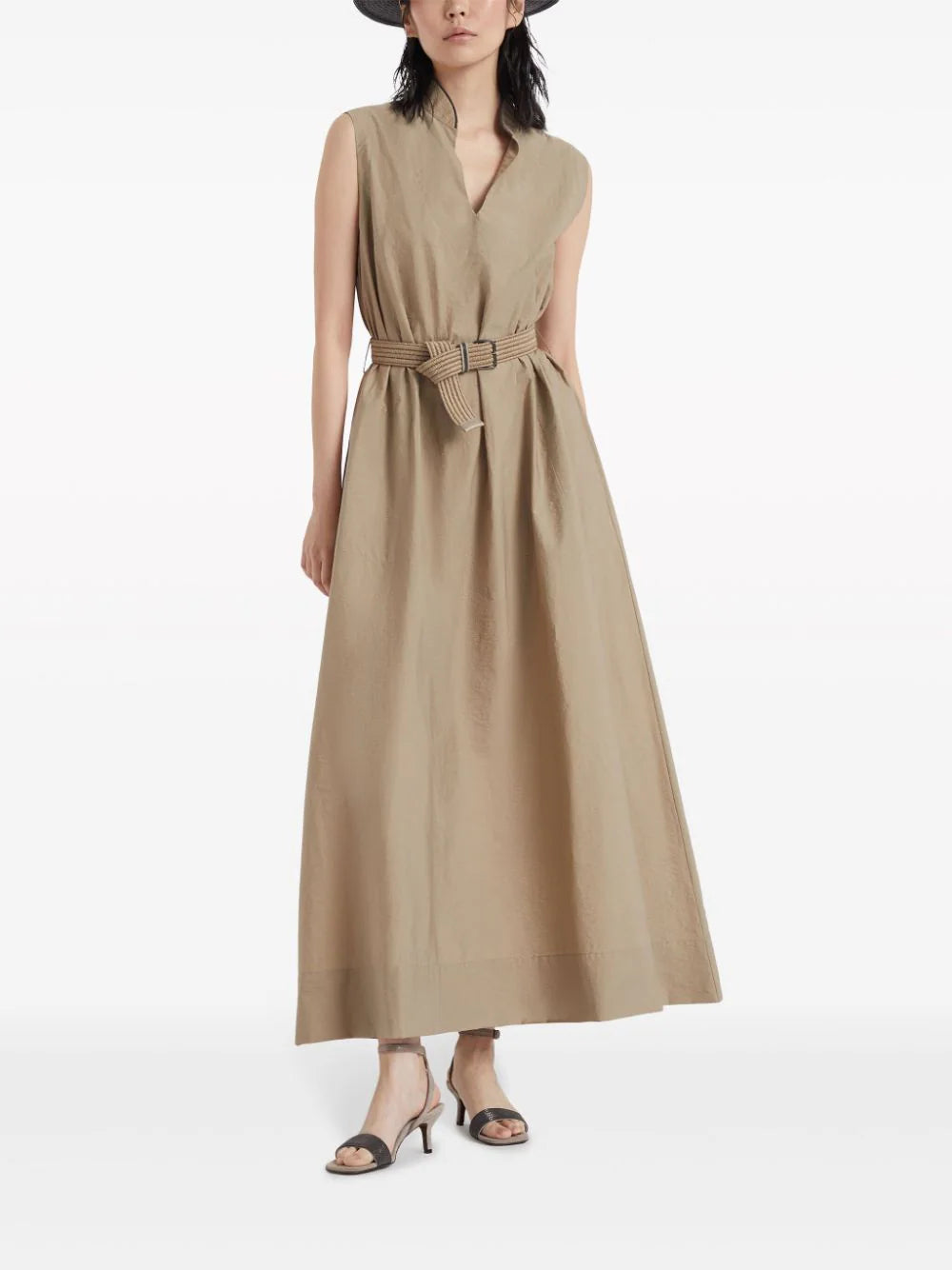 Brunello Cucinelli belted sleeveless maxi dress