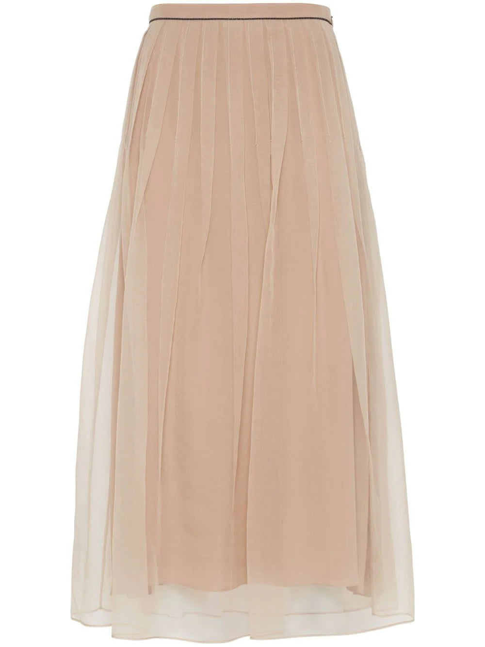 Brunello Cucinelli  Monili-chain pleated silk skirt