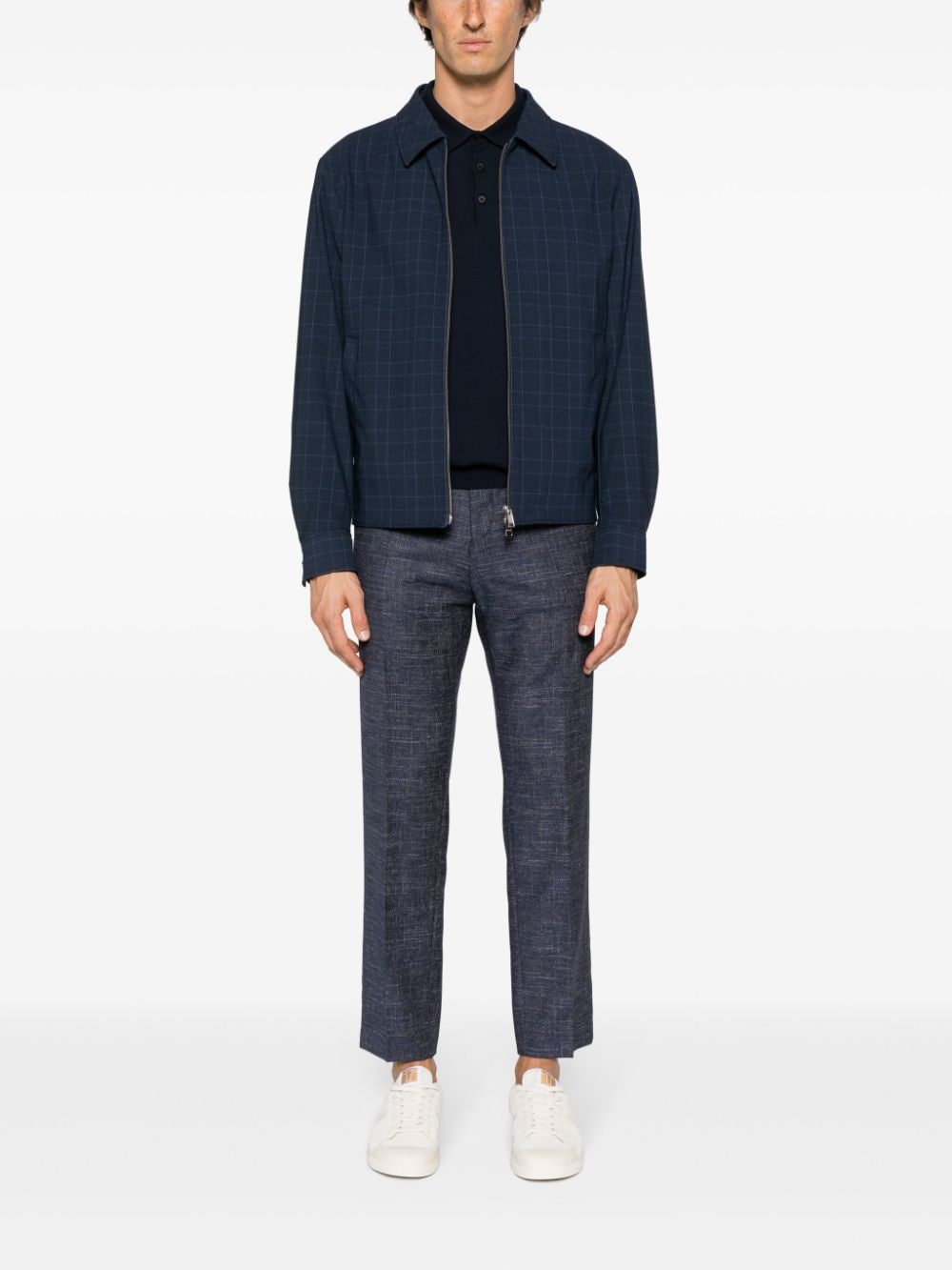 BOSS checked zip-up shirt jacket