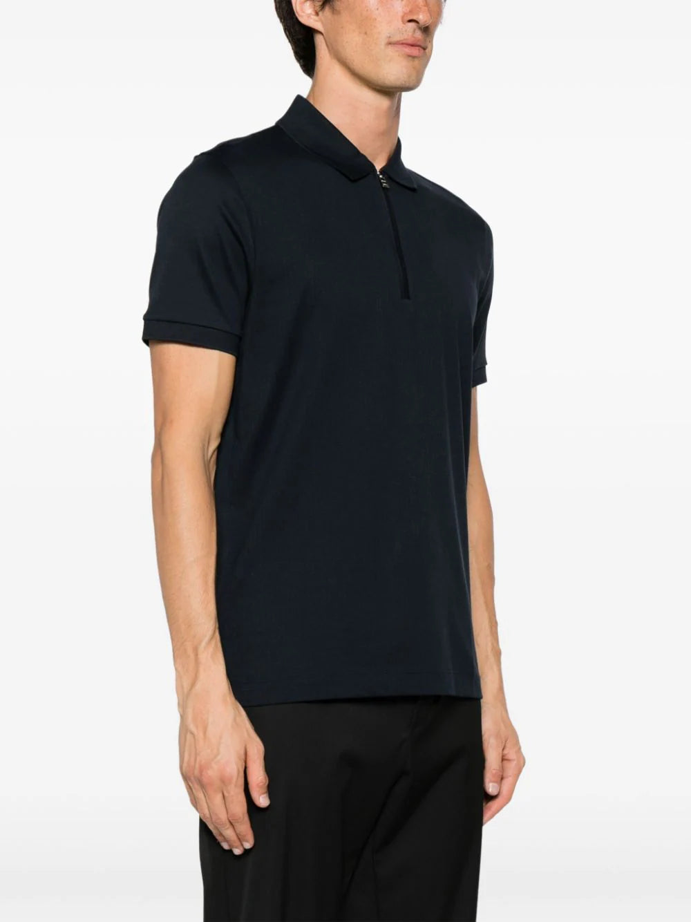 BOSS  zip-up cotton polo shirt