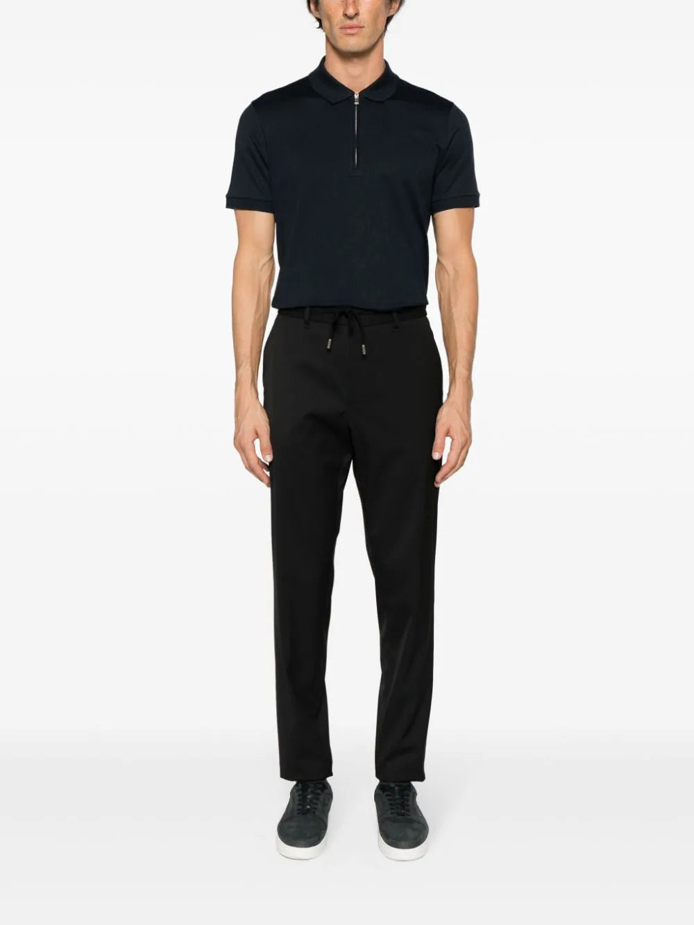 BOSS  zip-up cotton polo shirt