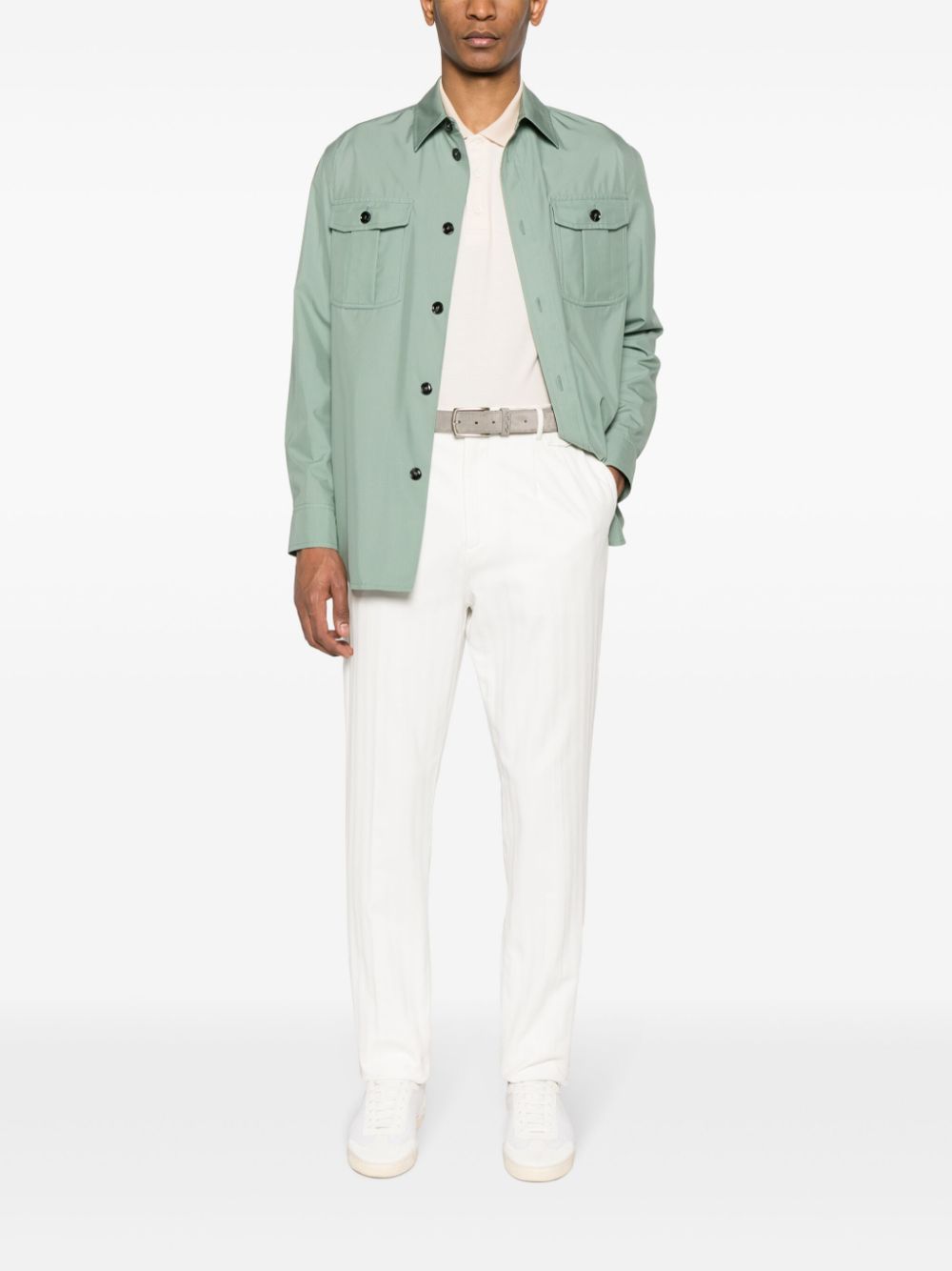 Brioni  safari-pocket silk shirt jacket