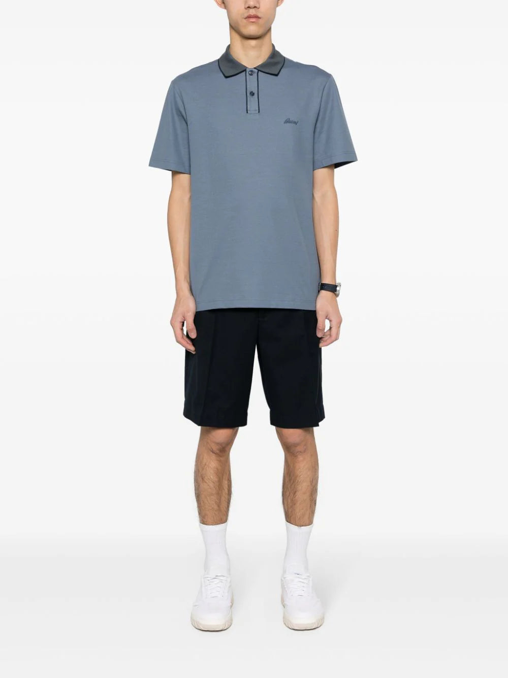 Brioni  logo-embroidered polo shirt