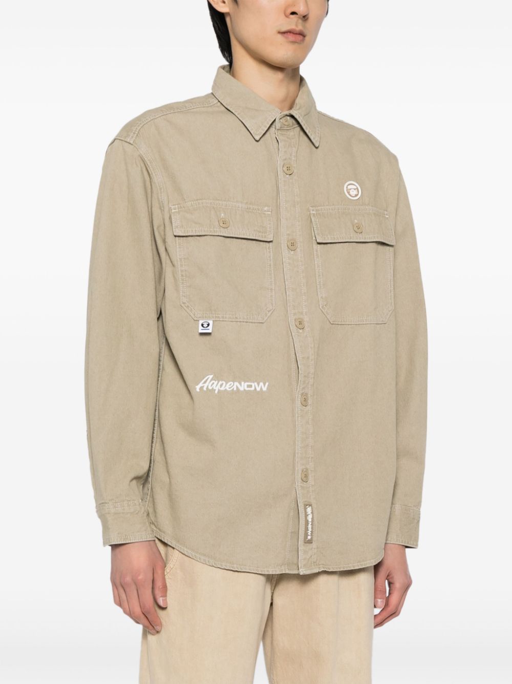 AAPE BY *A BATHING APE®  logo-appliqué denim shirt