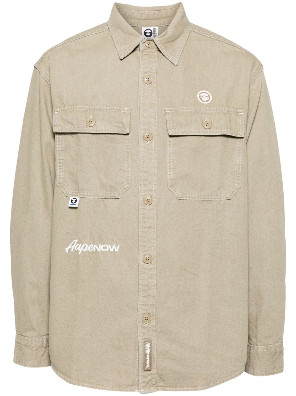 AAPE BY *A BATHING APE®  logo-appliqué denim shirt