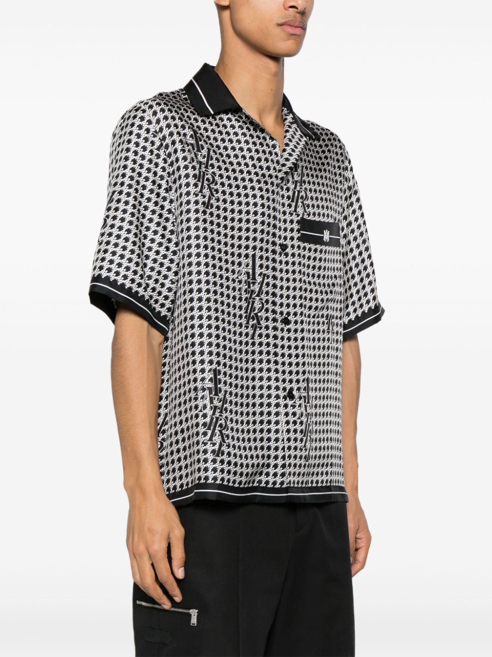 AMIRI monogram-houndstooth silk shirt