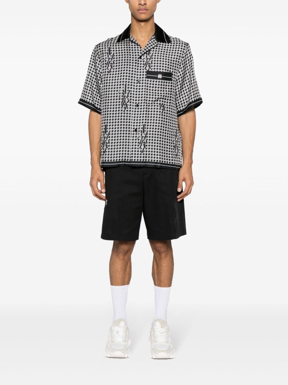 AMIRI monogram-houndstooth silk shirt