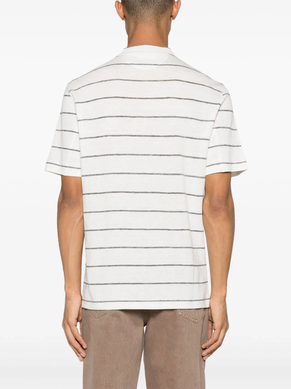 Brunello Cucinelli  striped linen blend T-shirt