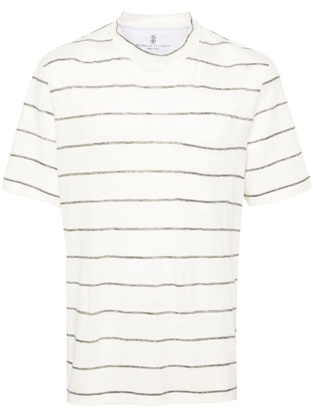 Brunello Cucinelli  striped linen blend T-shirt